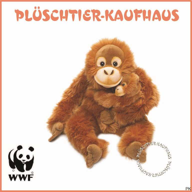 25cm WWF Plüschtier Orang-Utan Mutter mit Baby Schlüsselanhänger Kuscheltier 